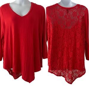 5/$25 Chelsea & Theodore Woman 2-Piece Tank Blouse 2X Lace Back Plus New